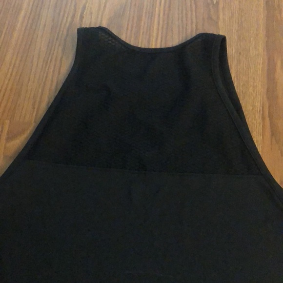 Black sports tank with mesh neckline. - Picture 6 of 6
